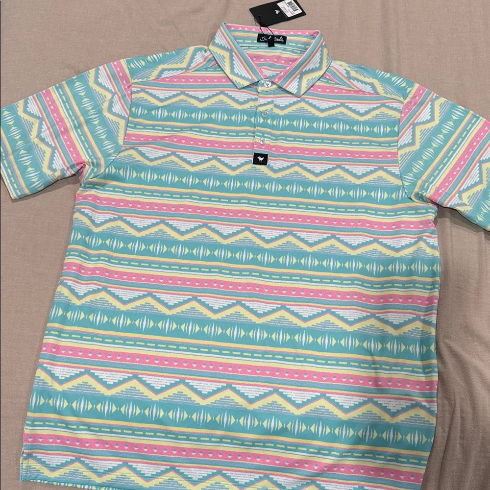 Bad Birdie Pastel Striped Polo Shirt